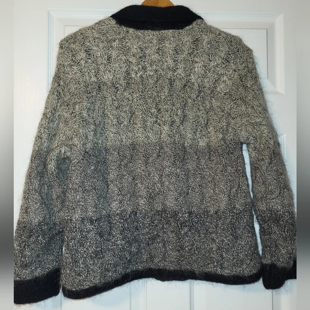 Susan Bristol Mohair Wool Blend Lined Cardigan Coat Size Medium Gray Black‎ - Picture 2 of 11